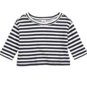 Tucker + Tate Babies' Long Sleeve T-shirt In Navy Charcoal-Ivory Stripe 9M NWT